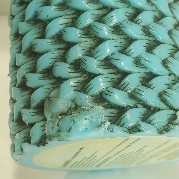 Teal Woven Basket Design 3" T  Wax Candle. - Picture 8 of 10